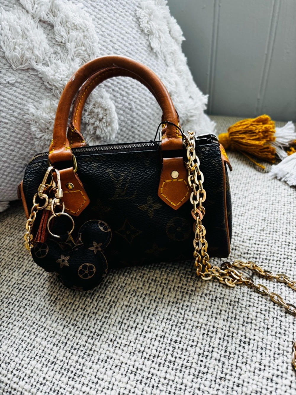 Louis Vuitton Brown Monogram Mini Alma-Style Crossbody with Gold Chain - Picture 3 of 7